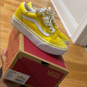 Kids yellow platform vans size 13